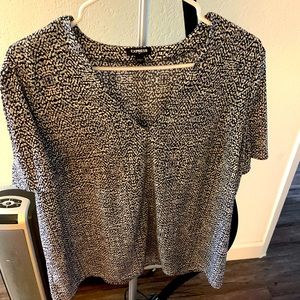 Express Black and White polka dot blouse